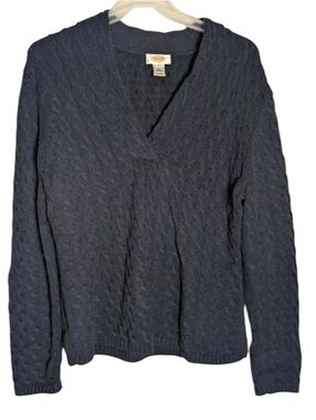 Talbots Women's Fishermans Sweater 90s Y2K Cable Knit Cotton‎ Chunky Grandpa XL